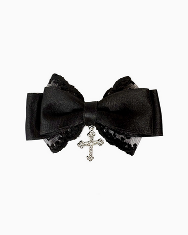 CRUCIFIX LACE BOW HAIR PIN CLIP