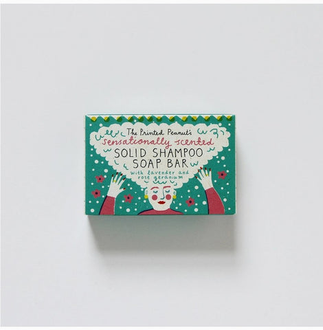 PRINTED PEANUT VEGAN SOAPS: Lavender & Rose Geranium Shampoo Bar