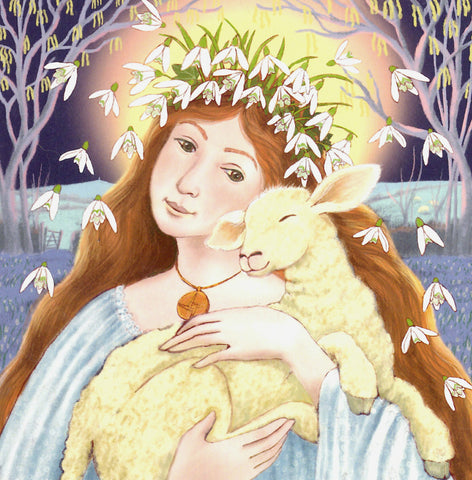 PAGAN WICCAN GREETING CARD Snowdrop Maiden WENDY ANDREW
