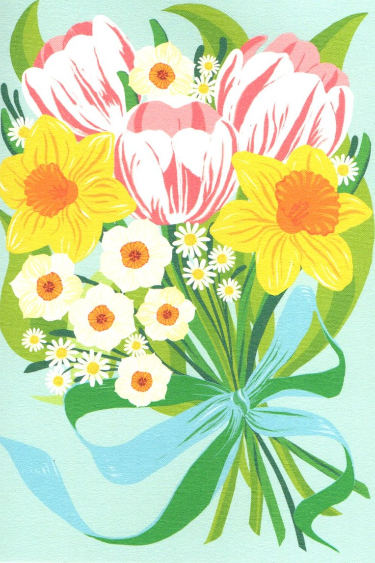 GREETING CARD Spring Bouquet BIRTHDAY PRINTER JOHNSON