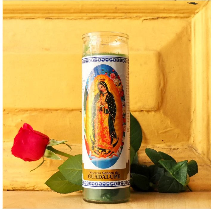 MEXICAN PRAYER RITUAL CANDLE Virgin de Guadalupe VIRGIN MARY VOTIVE ...