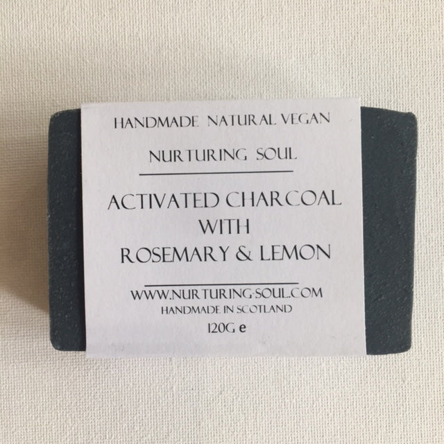 NURTURING SOUL VEGAN SOAPS Activated Charcoal with Rosemary & Lemon