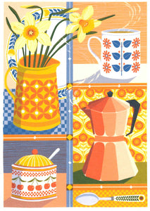 GREETING CARD Coffee & Daffodils PRINTER JOHNSON