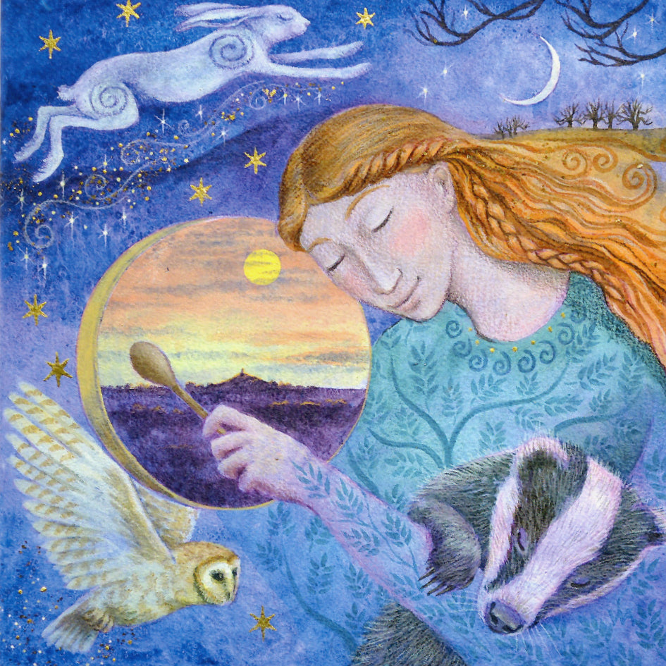 PAGAN WICCAN GREETING CARD Drumming Avalon Dreams WENDY ANDREW