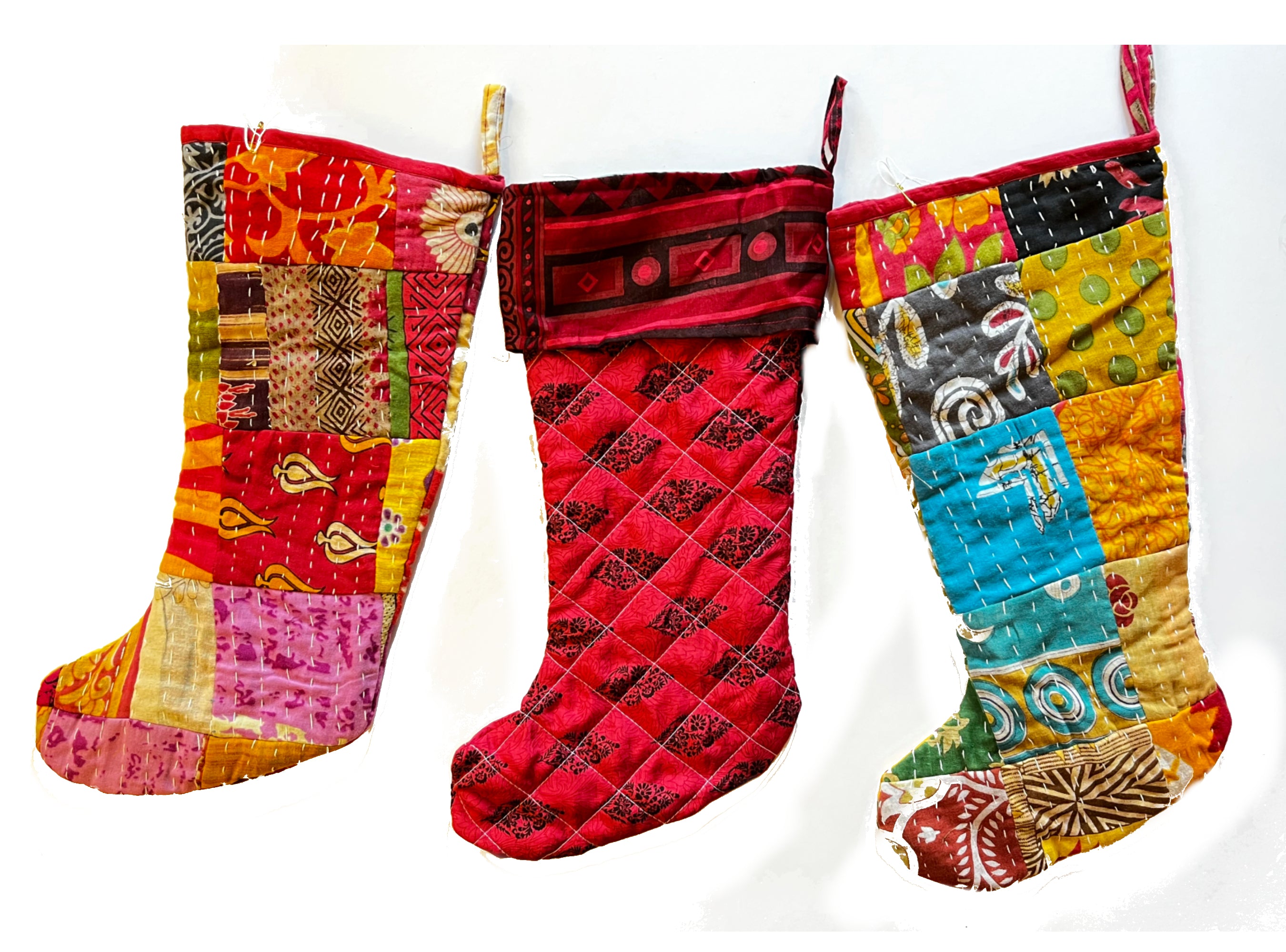 RECYCLED SARI CHRISTMAS STOCKINGS