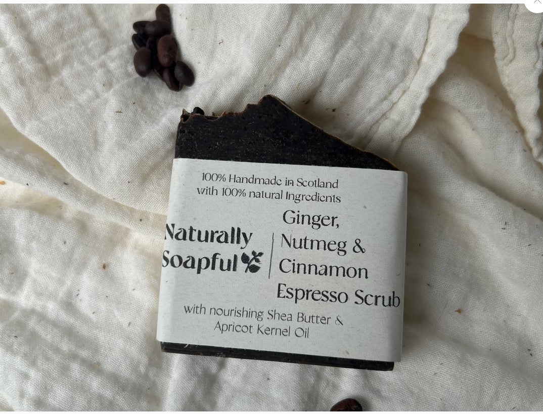 NATURALLY SOAPFUL VEGAN SOAP: Ginger, Nutmeg & Cinnamon Espresso Scrub