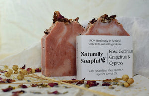NATURALLY SOAPFUL VEGAN SOAP: Rose Geranium, Grapefruit & Cypress