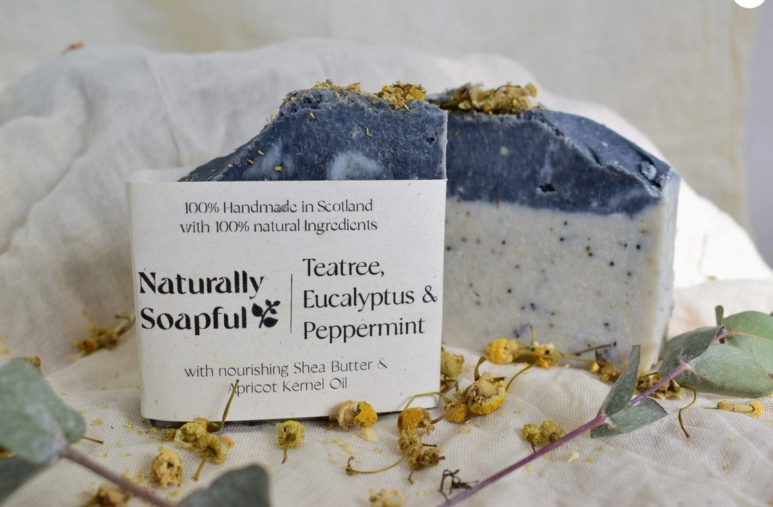 NATURALLY SOAPFUL VEGAN SOAP: Teatree, Eucalyptus & Peppermint