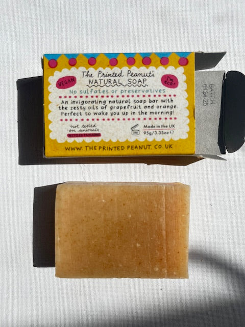 PRINTED PEANUT VEGAN SOAPS: Sunshine Orange & Grapefruit