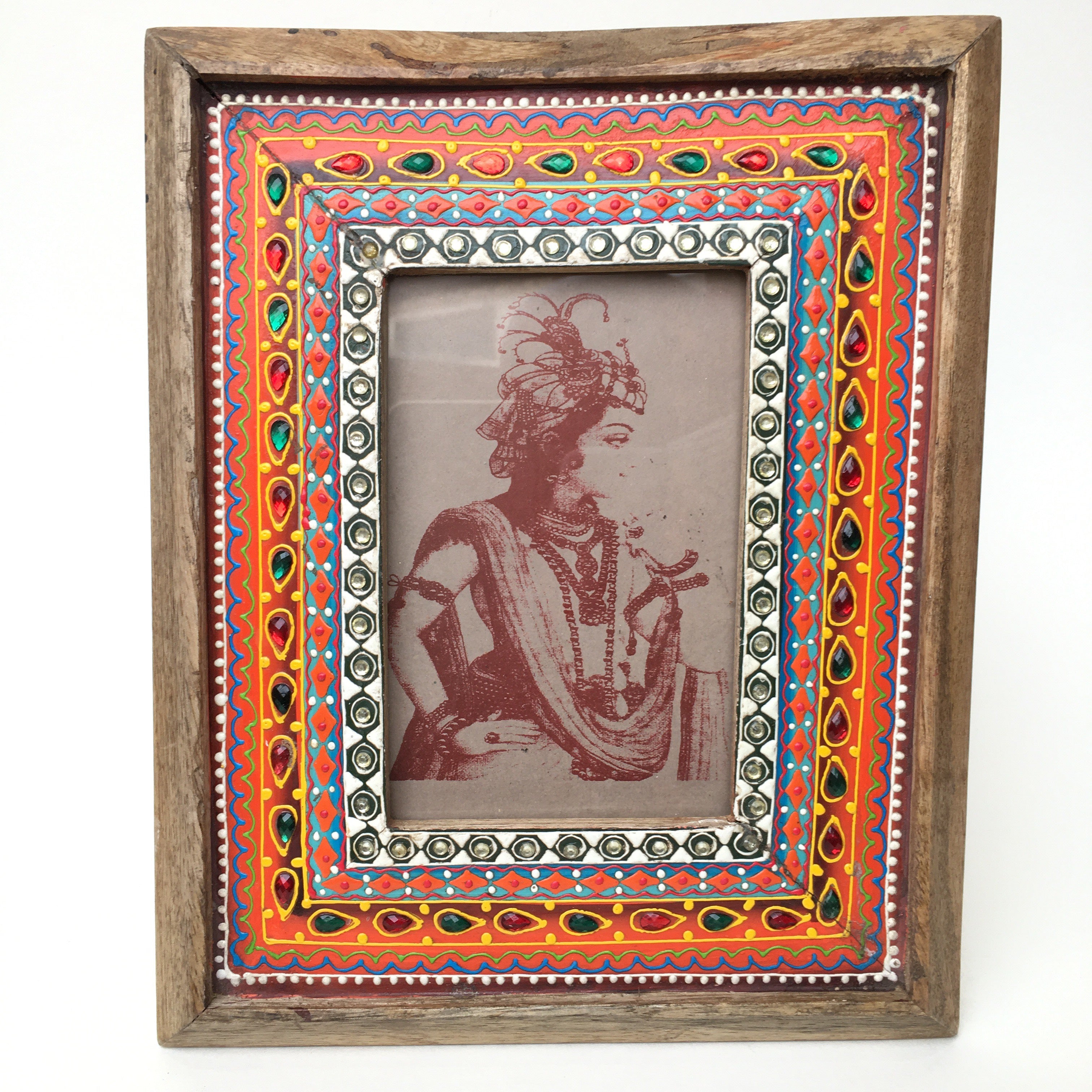 HAND PAINTED INDIAN PHOTO/PICTURE FRAME