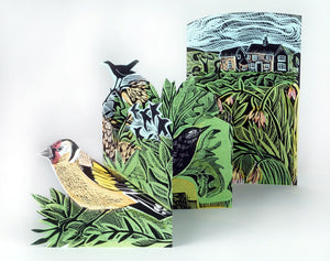 ANGELA HARDING 3D DIE CUT GREETING CARD Garden Birds