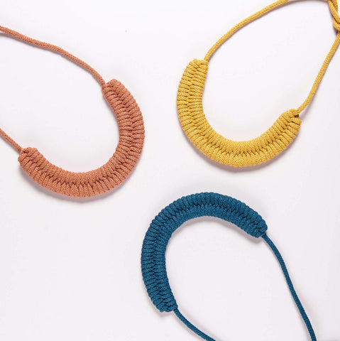WOVEN NECKLACE KIT: Mustard - Terracotta - Petrol