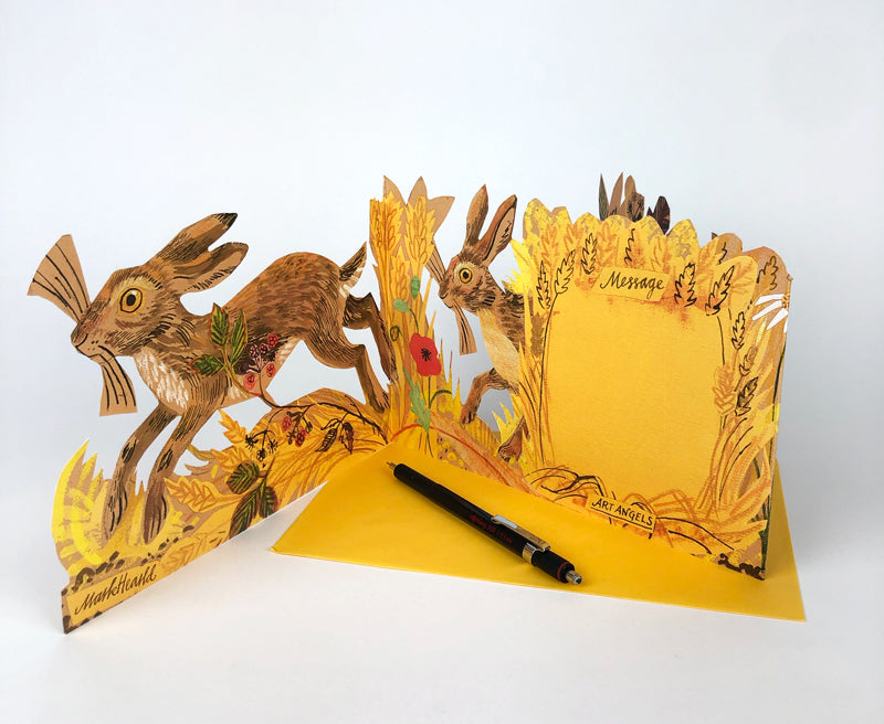 MARK HEARLD 3D DIE CUT GREETING CARD Hares