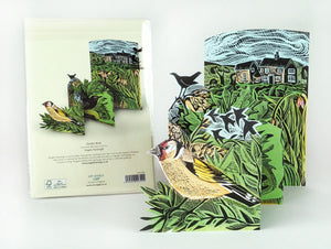 ANGELA HARDING 3D DIE CUT GREETING CARD Garden Birds