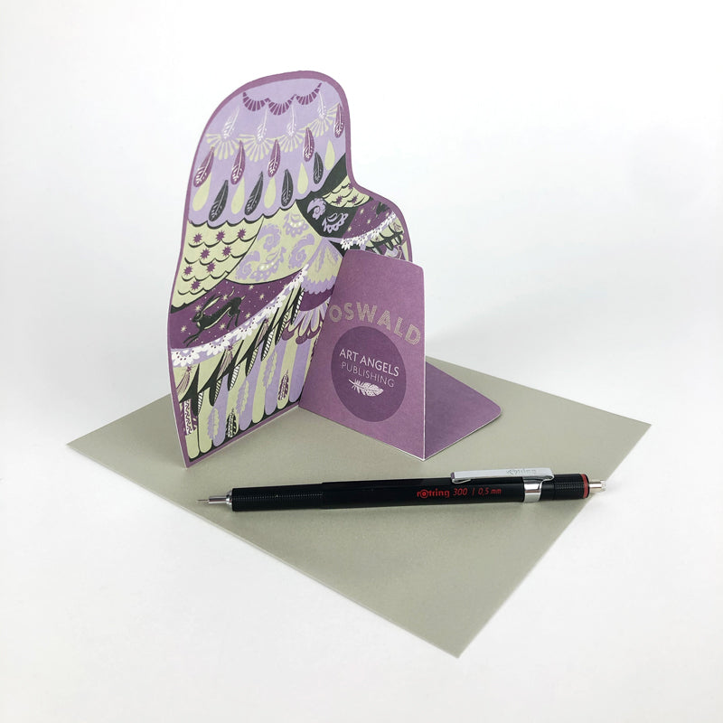 SARAH YOUNG DIE CUT 3D GREETING CARD Oswald the Owl