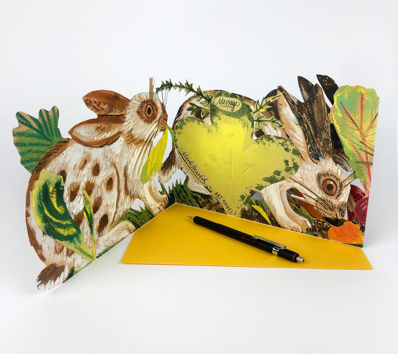 MARK HEARLD GREETING CARDS Rabbits 3D CONCERTINA CARD ART CARD PAGAN ...