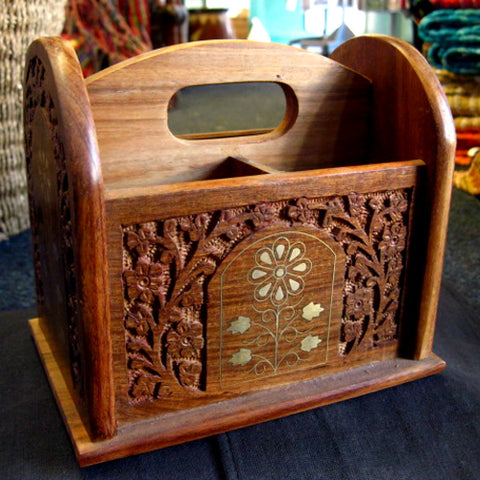 INDIAN WOODEN LETTER HOLDER/RACK
