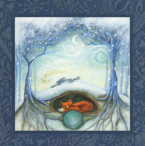 YULE XMAS GREETING CARD Winters Tale FOX Celtic PAGAN AMANDA CLARK