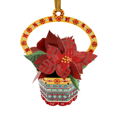 3D POP UP BAUBLE YULE CHRISTMAS GREETING CARD Poinsettia SANTORO