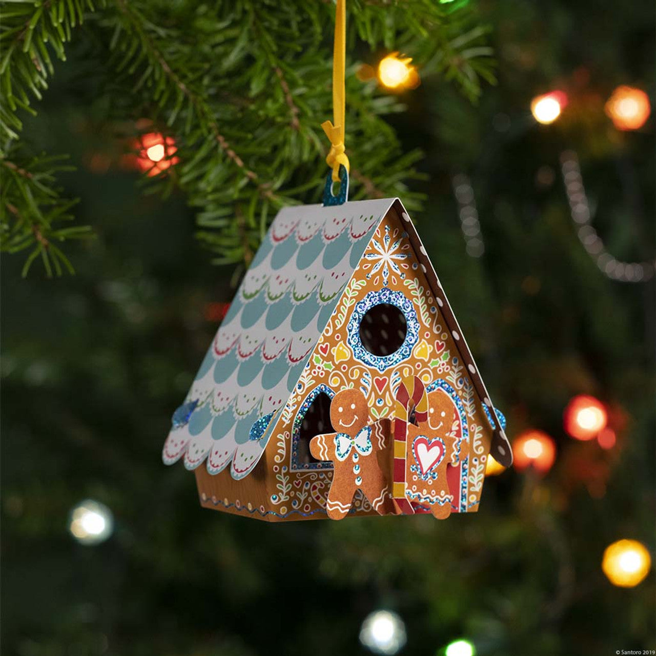 3D POP UP BAUBLE YULE CHRISTMAS GREETING CARD Gingerbread House SANTORO