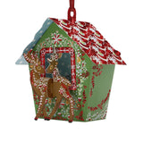 3D POP UP BAUBLE YULE CHRISTMAS GREETING CARD Reindeer Stable SANTORO