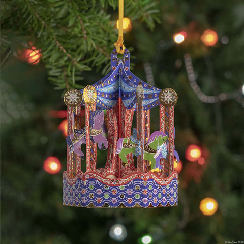 3D POP UP BAUBLE YULE CHRISTMAS GREETING CARD Carousel SANTORO