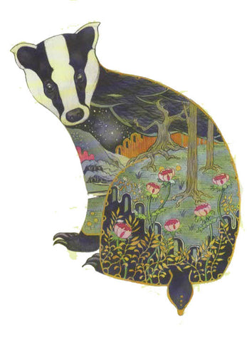 PAGAN WICCAN FINE ART GREETING CARDS Badger BIRTHDAY Animal BLANK DM COLLECTION
