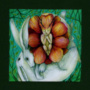 PAGAN WICCAN GREETING CARD Born HARE GODDESS New Born AMANDA CLARK