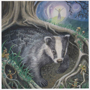 PAGAN WICCAN GREETING CARD Calling in Badger WENDY ANDREW Birthday CELTIC GODDESS
