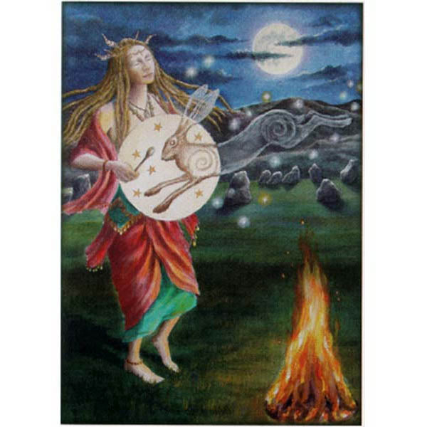 PAGAN WICCAN GREETING CARD Calling in Hare WENDY ANDREW Birthday CELTIC GODDESS