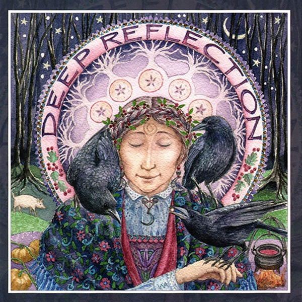 PAGAN WICCAN GREETING CARD Deep Reflection BLANK Celtic GODDESS WENDY ANDREW