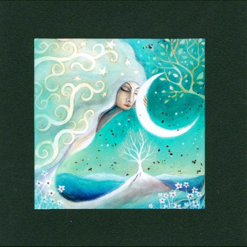 PAGAN WICCAN GREETING CARD Earth & Moon AMANDA CLARK