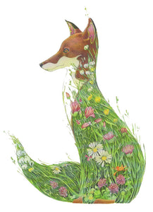 PAGAN WICCAN FINE ART GREETING CARDS Fox in Meadow BIRTHDAY BLANK DM COLLECTION