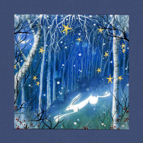 PAGAN WICCAN GREETING CARD Frosty Night GODDESS Celtic HARE AMANDA CLARK