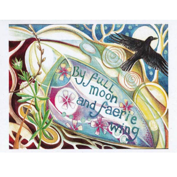 PAGAN WICCAN GREETING CARD Full Moon & Faerie Wing BIRTHDAY GODDESS JAINE ROSE