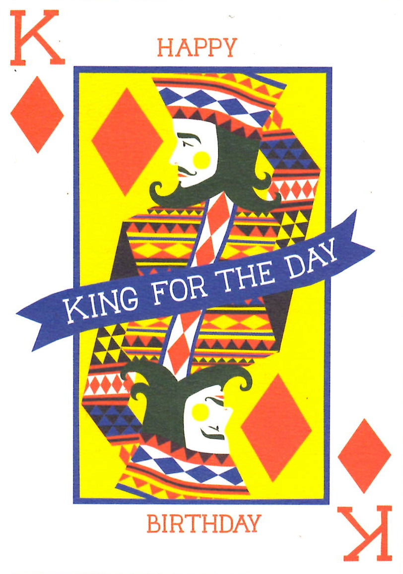 LITHO PRINT GREETING CARD Happy Birthday King PRINTER JOHNSON