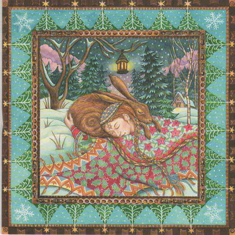 YULE XMAS GREETING CARD Hare Hug PAGAN SOLSTICE WENDY ANDREW
