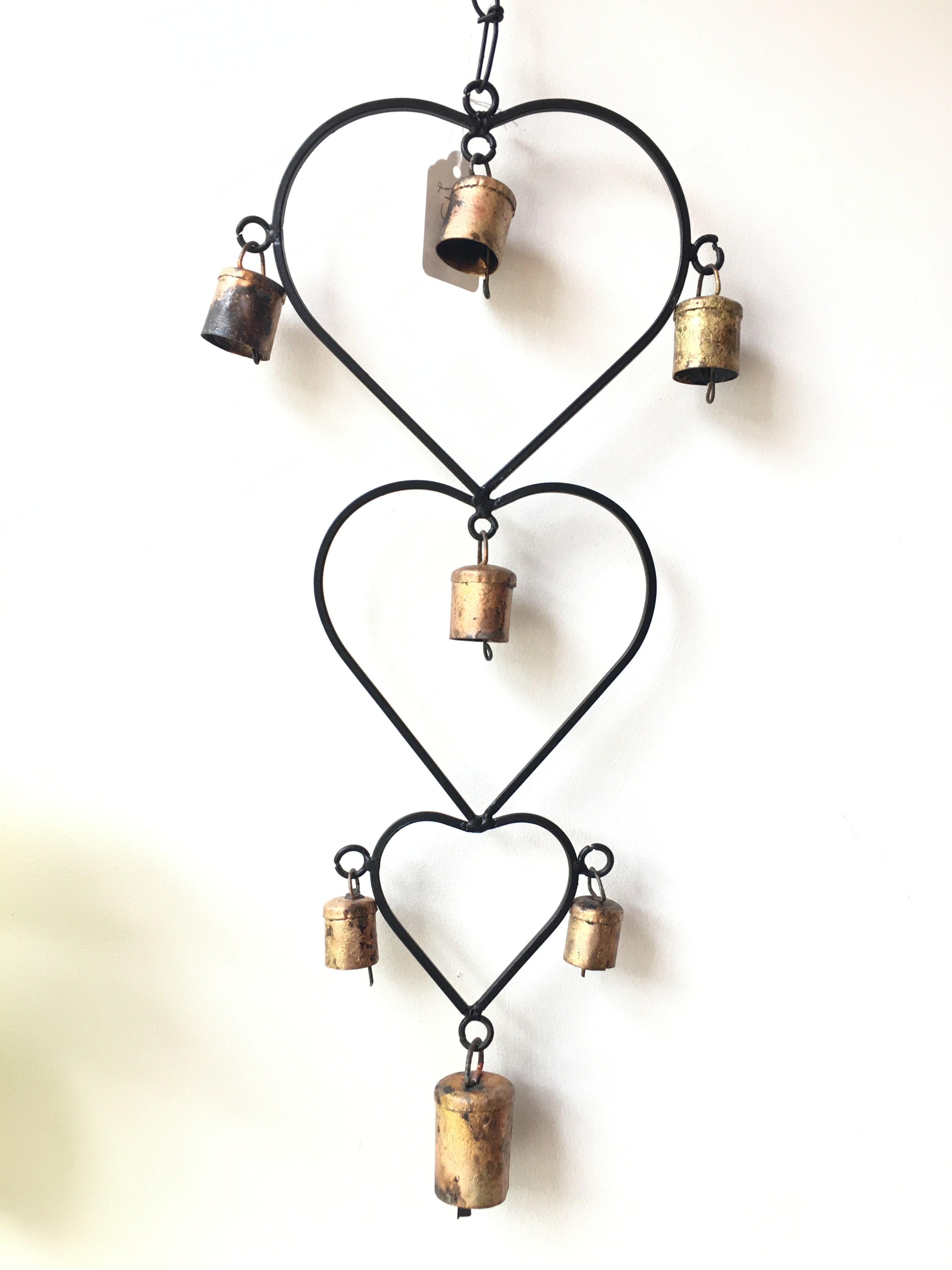 LARGE METAL HEARTS WIND CHIME