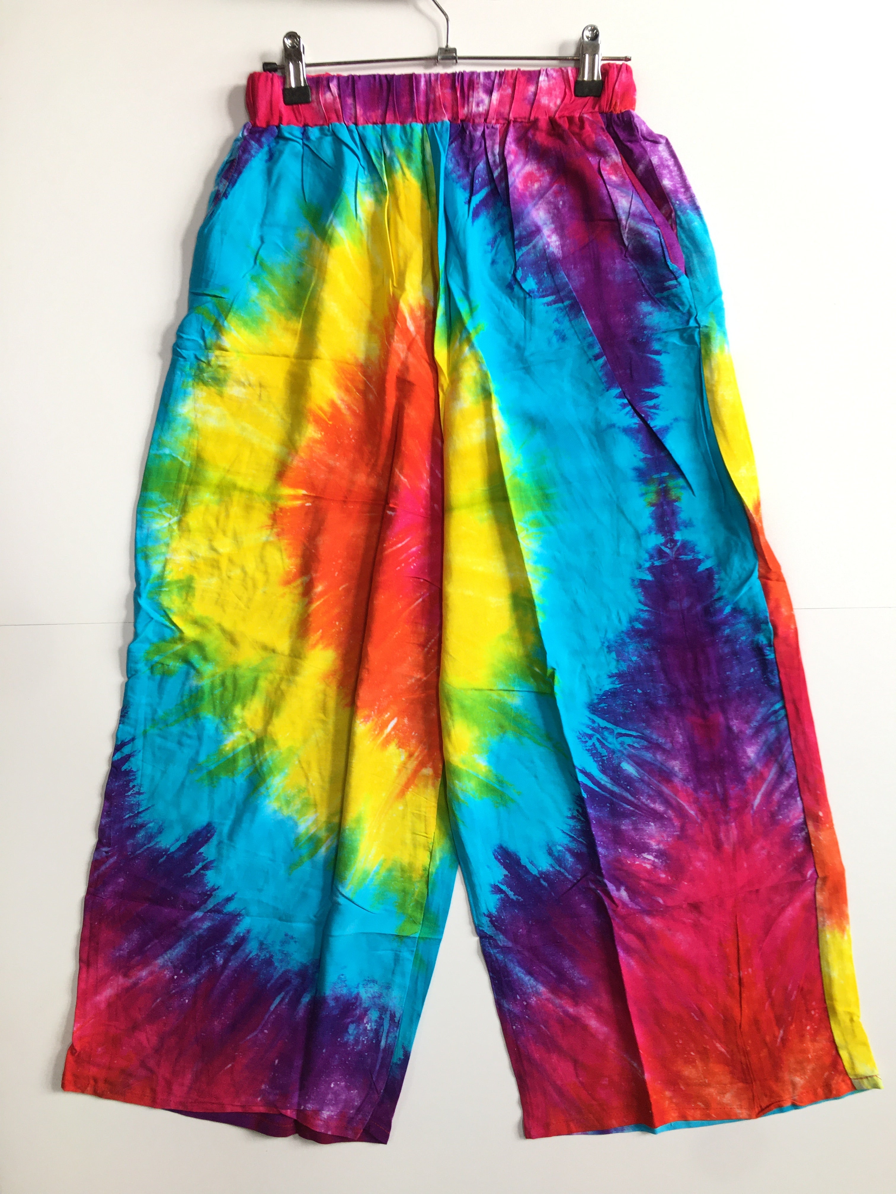 WIDE LEG RAINBOW TIE DYED CULOTTES/TROUSERS