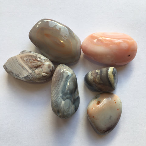 GREY & PINK AGATE Crystal Tumblestones