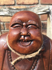 WOODEN HAPPY BUDDHA STATUE Figure 20 cm