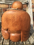 WOODEN HAPPY BUDDHA STATUE Figure 20 cm