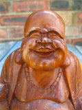 WOODEN HAPPY BUDDHA STATUE Figure 15 cm