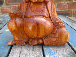 WOODEN HAPPY BUDDHA STATUE Figure 15 cm