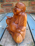 WOODEN HAPPY BUDDHA STATUE Figure 15 cm