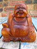 WOODEN HAPPY BUDDHA STATUE Figure 10 cm