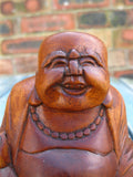 WOODEN HAPPY BUDDHA STATUE Figure 10 cm