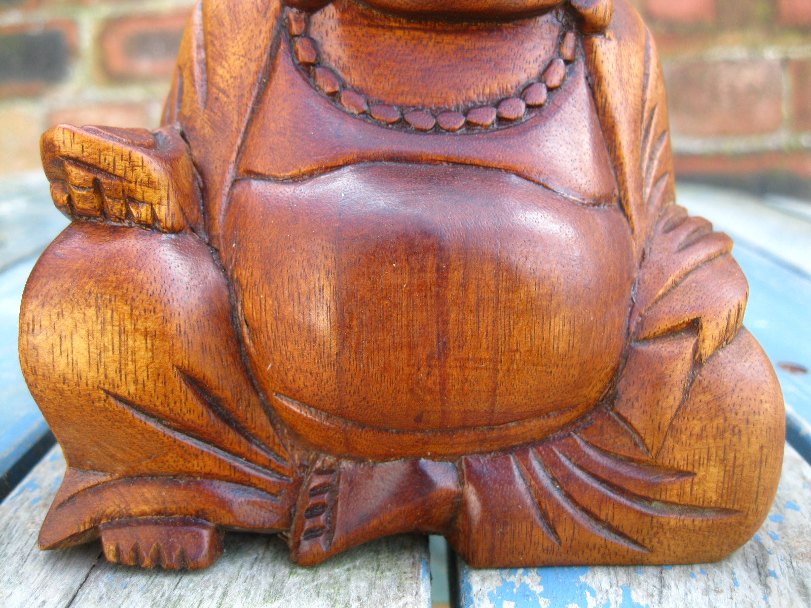 WOODEN HAPPY BUDDHA STATUE Figure 10 cm