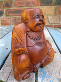 WOODEN HAPPY BUDDHA STATUE Figure 10 cm