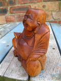 WOODEN HAPPY BUDDHA STATUE Figure 10 cm
